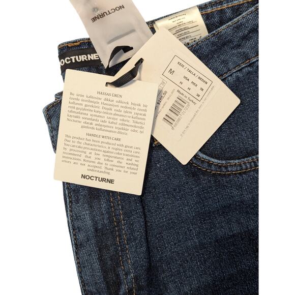 High Rise Straight Leg Jeans Dark Wash Blue Denim Classic Fit by Nocturne - Picture 5 of 13